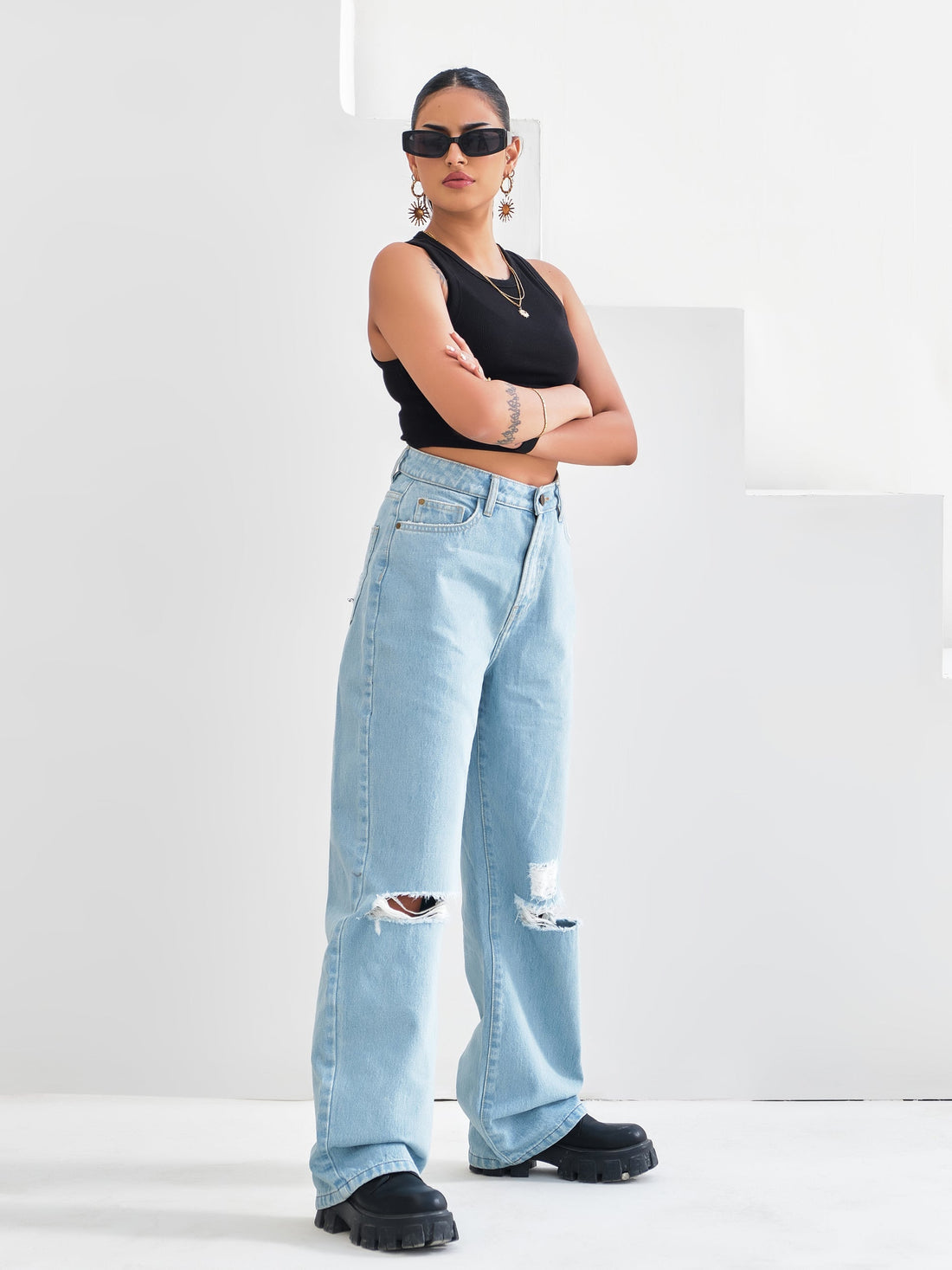 Light Blue Wide-leg Jeans