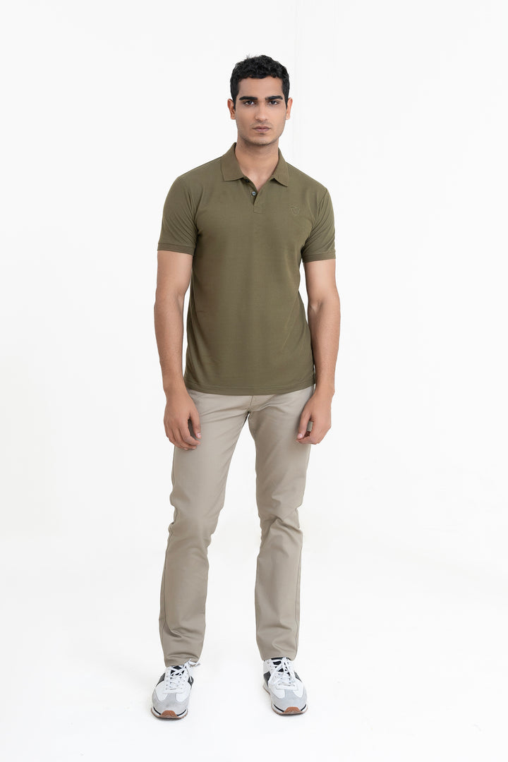 Olive Collar T-Shirt