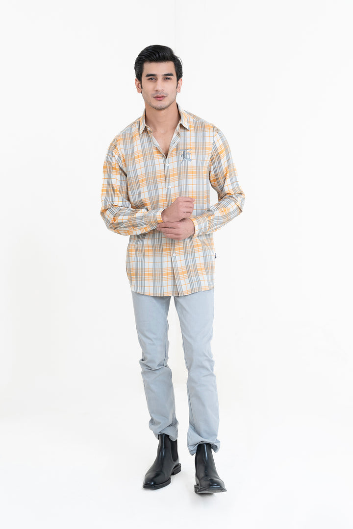 Orange Chekered Casual Shirt