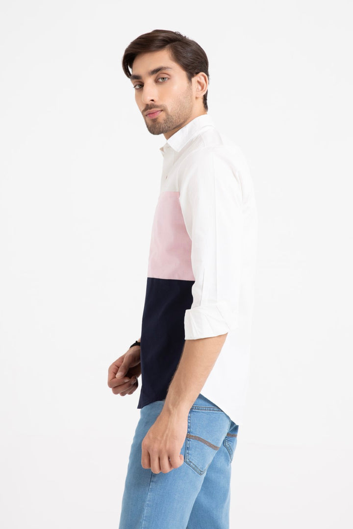 White-Pink Casual Shirt