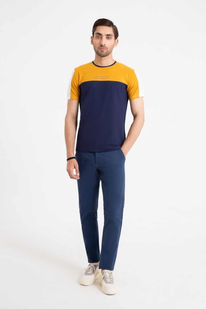 Mustard-Navy T-Shirt