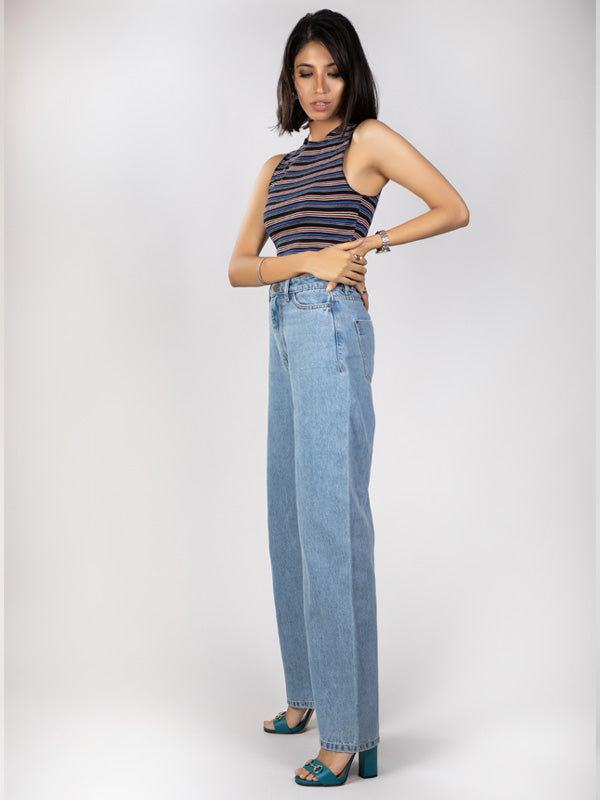 Blue Wide Leg Jeans