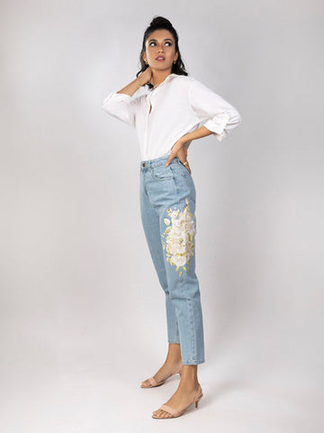 Mom Floral Jeans