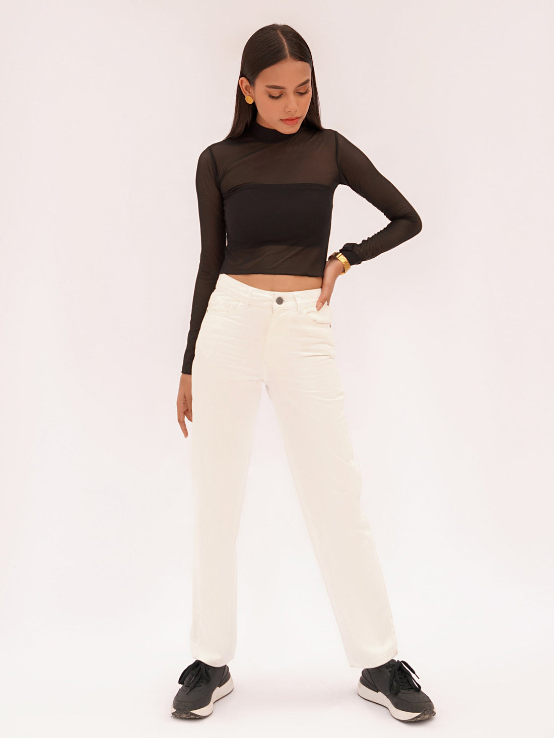 White Straight-Leg Jeans